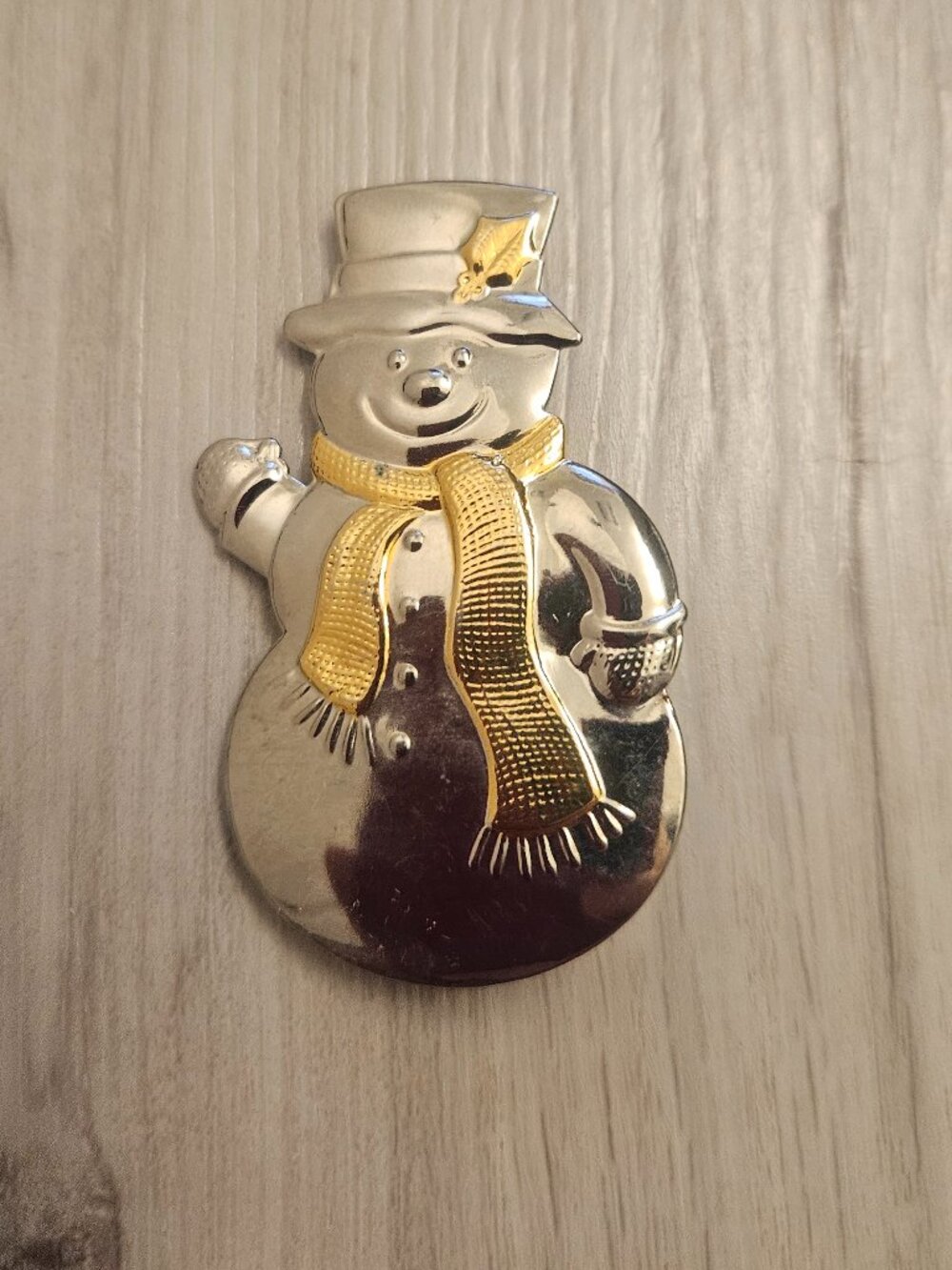Vintage Hallmark Christmas two-tone gold and silver-plated snowman Brooch